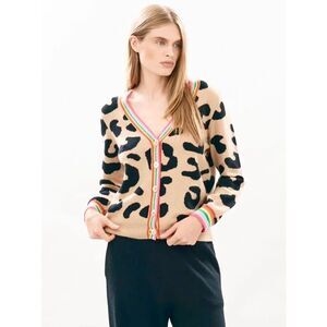 Jumper 1234 Cashmere Rainbow Leopard Cardigan size 4
